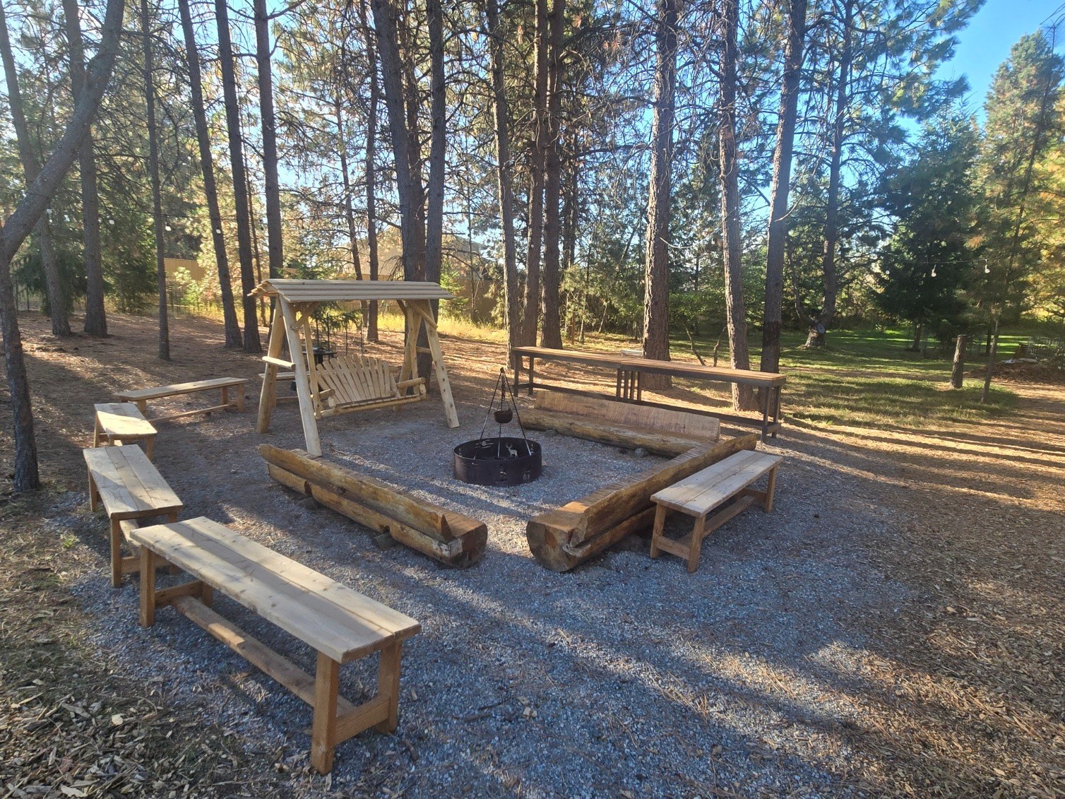 A campfire gathering area